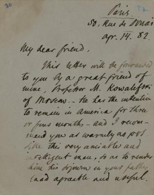 Lot #482 Ivan Turgenev Autograph Letter Signed - Image 1