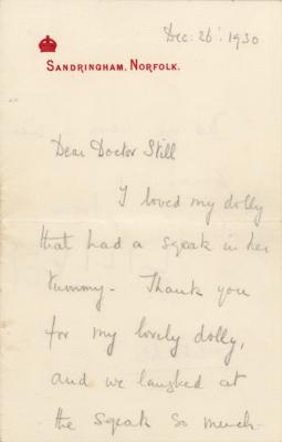 Lot #134 Queen Elizabeth II: Written by the queen, signed by the princess, and addressed to the 'Father of British Pediatrics'?the earliest autograph of 