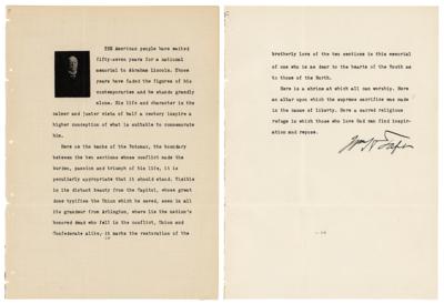 Lot #18 William H. Taft: Taft dedicates the Lincoln Memorial: 