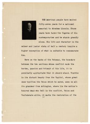 Lot #18 William H. Taft: Taft dedicates the Lincoln Memorial: 