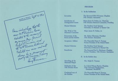 Lot #26 Harry S. Truman: Truman on his library's 
