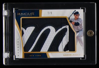Lot #825 2017 Immaculate Collection Jackets Aaron Judge Jumbo Logo Patch (5/5) Baseball Card - Image 1