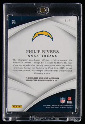 Lot #920 2016 Panini Immaculate Collection Logos Philip Rivers Player-Worn Patch (4/5) - Image 2