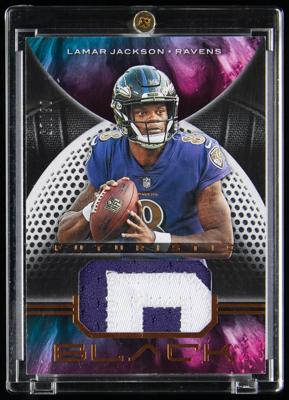 Lot #937 2019 Panini Black Futuristic Lamar Jackson Player-Worn Patch (3/25) - Image 1