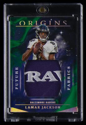 Lot #938 2019 Panini Origins Future Fabrics Lamar Jackson Player-Worn Patch (3/5) Football Card - Image 1