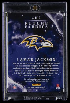 Lot #938 2019 Panini Origins Future Fabrics Lamar Jackson Player-Worn Patch (3/5) Football Card - Image 2