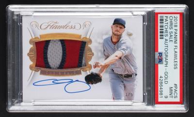 Lot #848 2018 Panini Flawless Gold Chris Sale Autograph/Patch (3/5) PSA MINT 9 - Image 1