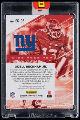 Lot #917 2016 Donruss Elite Black Box Elite Coverage Odell Beckham Jr. Dual Player-Worn Patch (1/1) Football Card - Image 2
