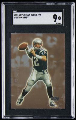 Lot #905 2001 Upper Deck Rookie F/X Tom Brady SGC MT 9 Football Card - Image 1