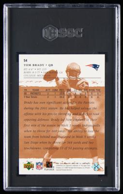 Lot #905 2001 Upper Deck Rookie F/X Tom Brady SGC MT 9 Football Card - Image 2