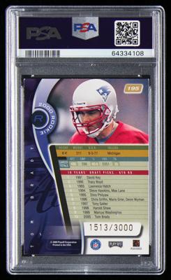 Lot #903 2000 Playoff Absolute Tom Brady (1513/3000) PSA EX-MT 6 Football Card - Image 2