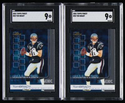 Lot #908 2002 Topps Finest #50 Tom Brady (2) SGC MT 9 Football Card - Image 1