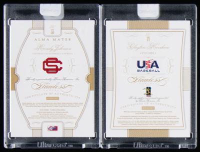 Lot #820 2016 Panini Flawless Clayton Kershaw Ruby/Diamond/Sapphire (5/5) and Randy Johnson Ruby (4/15) Baseball Cards - Image 2