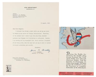 Lot #346 Omar Bradley Typed Letter Signed with Signature on a Twelfth Army Group Card - Image 1