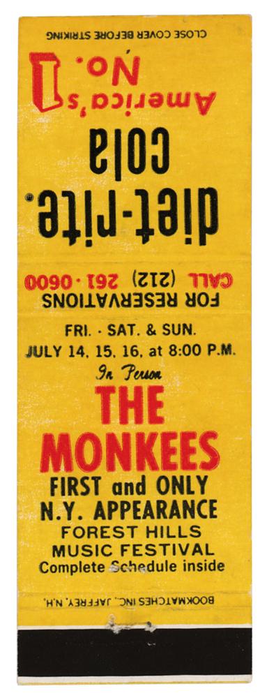Jimi Hendrix Experience and The Monkees 1967 Forest Hills Matchbook |
