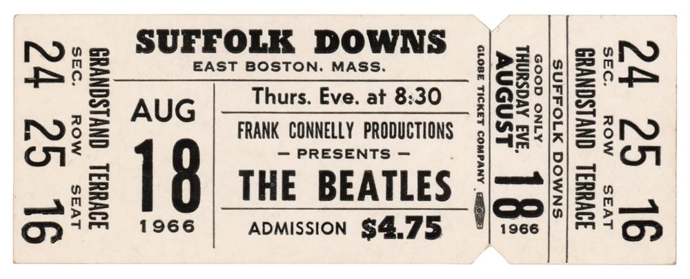 Beatles 1966 Suffolk Downs Concert Ticket | RR Auction