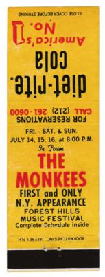 Lot #2101 Jimi Hendrix Experience and The Monkees 1967 Forest Hills Matchbook - Image 1