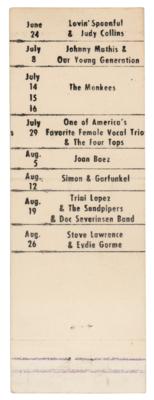 Lot #2101 Jimi Hendrix Experience and The Monkees 1967 Forest Hills Matchbook - Image 2