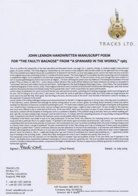 Lot #2008 John Lennon Handwritten Poem from 'A Spaniard in the Works' - Image 2