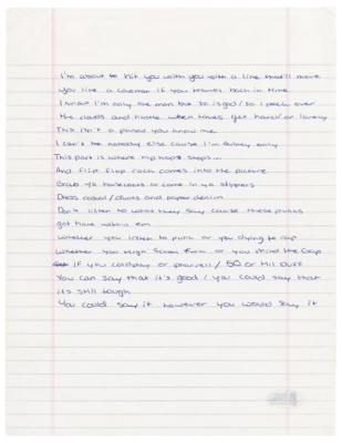 Lot #2342 Drake Handwritten Lyrics