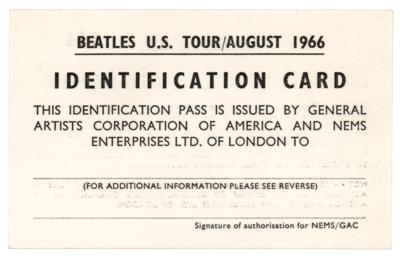 Lot #2047 Beatles 1966 US Tour ID Card - Image 1