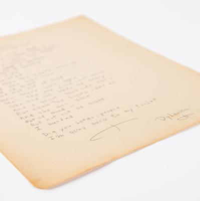Lot #2064 Bob Dylan Signed Handwritten Poem: 