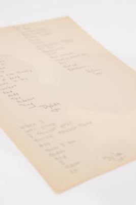 Lot #2069 Bob Dylan Triple-Signed Handwritten Poems: 