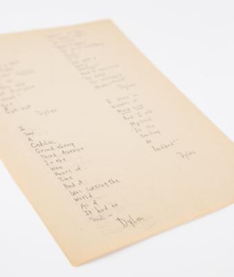 Lot #2070 Bob Dylan Quad-Signed Handwritten Poems: 