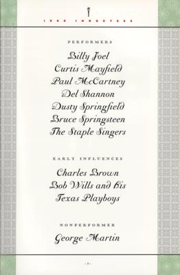 Lot #2036 Paul McCartney, Bruce Springsteen, and Others 1999 Rock and Roll Hall of Fame Program - Image 2