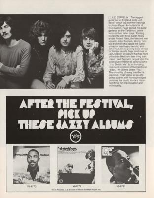 Lot #2149 Led Zeppelin, Dave Brubeck, Jeff Beck Group, Kenny Burrell, Johnny Winter, Buddy Rich, James Brown, Art Blakey, Bill Evans, and Others 1969 Newport Jazz Festival Program - Image 2