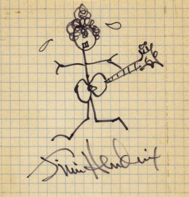 Lot #2085 Jimi Hendrix Original Sketch with Signature - Image 1