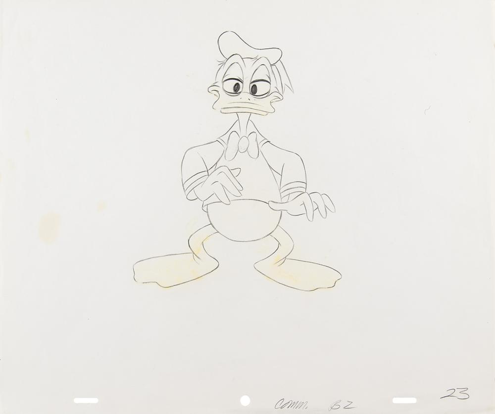 Disney Donald Duck Photograph トニーアンセルモ Donald Duck production cel and production drawing from the Epcot