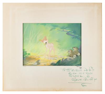 Lot #726 Walt Disney Signed Bambi Cel: Original Courvoisier cel inscribed by the master animator - Image 2