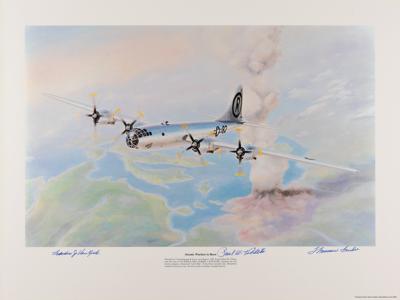 Lot #341 Enola Gay: Tibbets, Ferebee, Van Kirk Signed Print - Image 1