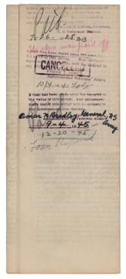 Lot #338 Omar Bradley Document Signed - Image 1