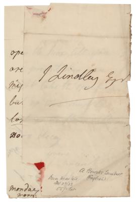 Lot #250 Aylmer Bourke Lambert: Botanical correspondence from Lambert to Lindley: 