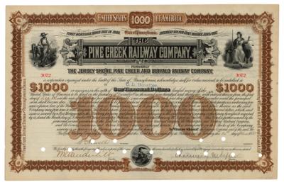 Lot #307 William K. Vanderbilt and Chauncey Depew Signed Mortgage Bond - Image 1