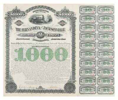 Lot #228 E. H. Harriman Signed Fernandina and Jacksonville Railroad Company Bond - Image 1