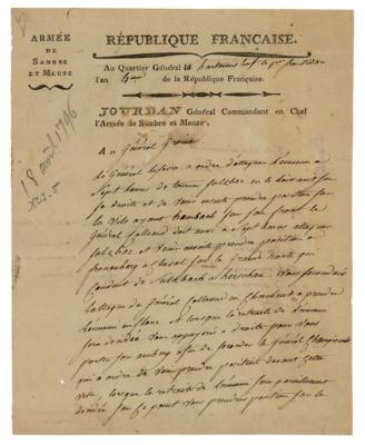 Lot #349 Jean-Baptiste Jourdan Autograph Letter