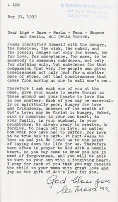 Lot #261 Mother Teresa: 