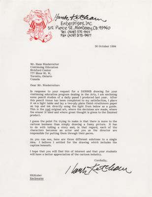 Lot #869 Hank Ketcham Typed Letter Signed and (3) Original Storyboard Sketches - Image 2