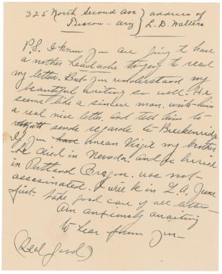 Lot #171 Wyatt Earp-dictated Letter Handwritten by His Wife, Josephine - Image 3