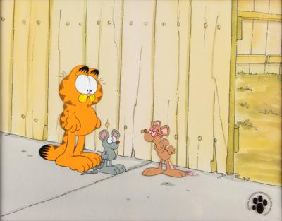 Lot #873 Garfield and Mice production key master background set-up from Garfield and Friends signed by Jim Davis Production Key Master Background Set-Up - Image 2
