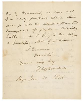 Lot #145 John F. W. Herschel: Botanical letter by important astronomer John Herschel, sending thanks to Lindley for his 