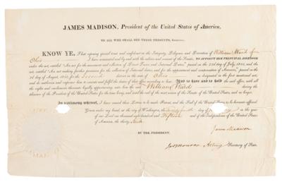 Lot #3 James Madison and James Monroe Document Signed as President and as Acting Secretary of State - Image 1
