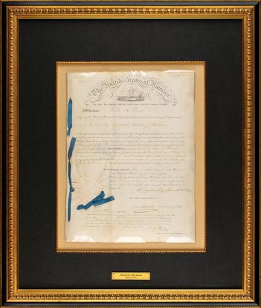Lot #6 Andrew Jackson: President Jackson grants a patent for improvements in the 