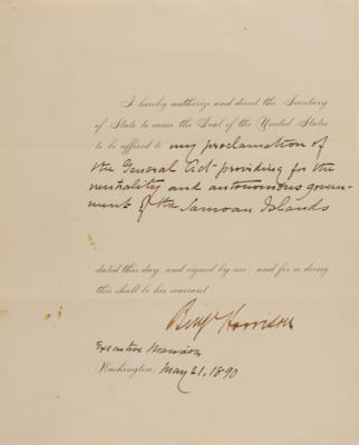 Lot #16 Benjamin Harrison: President Harrison proclaims an act 