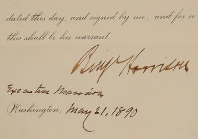Lot #16 Benjamin Harrison: President Harrison proclaims an act 