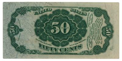 Lot #305 United States 50-cent Fractional Currency (William Crawford) Currency - Image 2