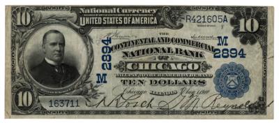 Lot #288 Series 1902 Blue Stamp 10-Dollar Bill (William McKinley) Currency - Image 1